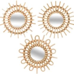 3 Miroir Rotin Soleil Diamètre 28