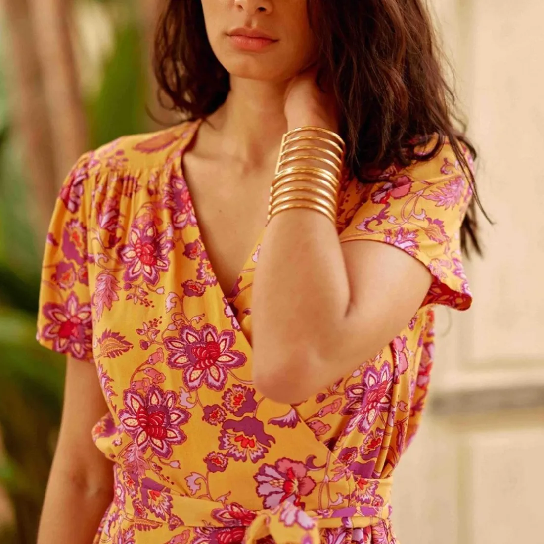 - Top imprimé fleurs indiennesTHESS ocre en viscose