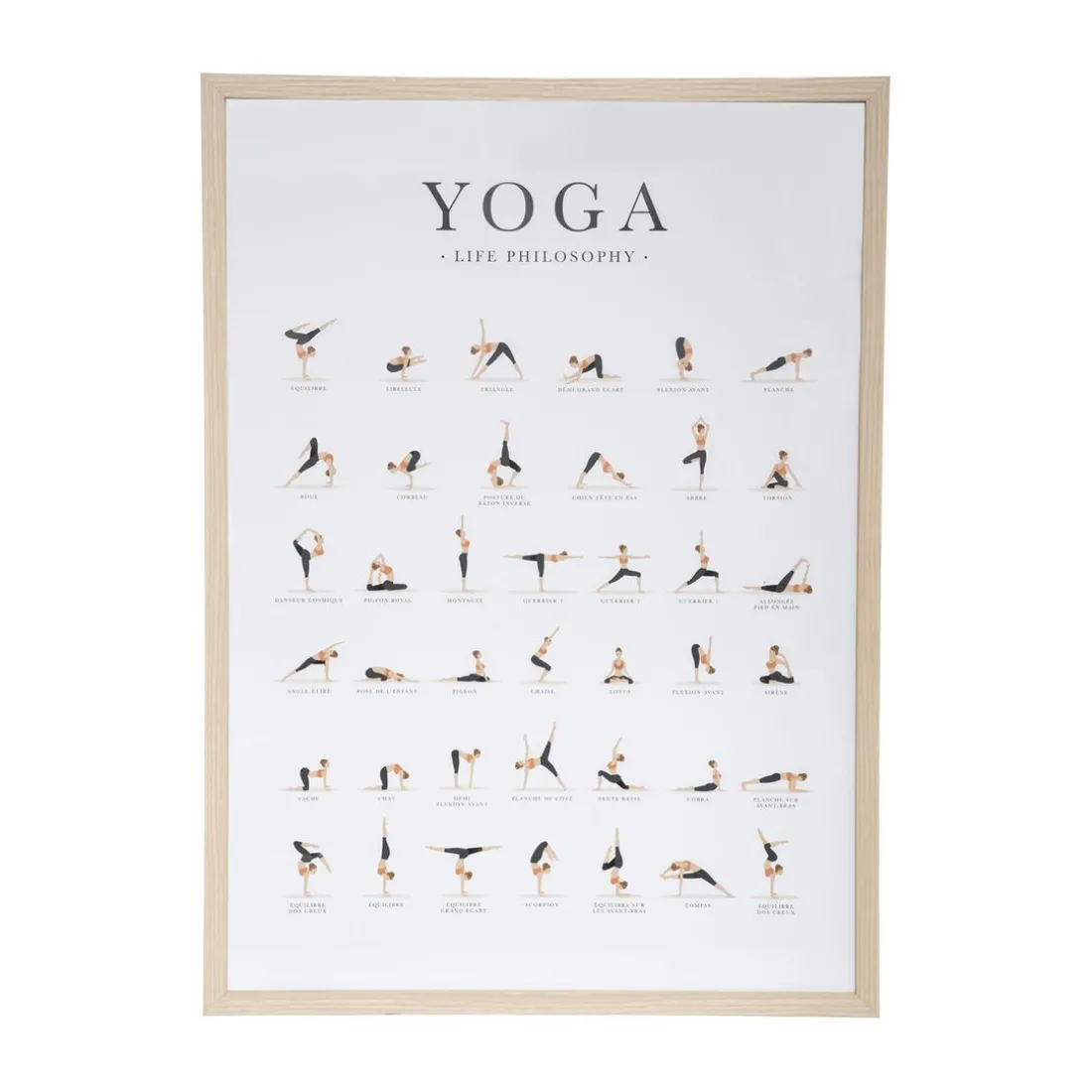 Affiche cadre yoga 52x72cm en panneau de bois MDF