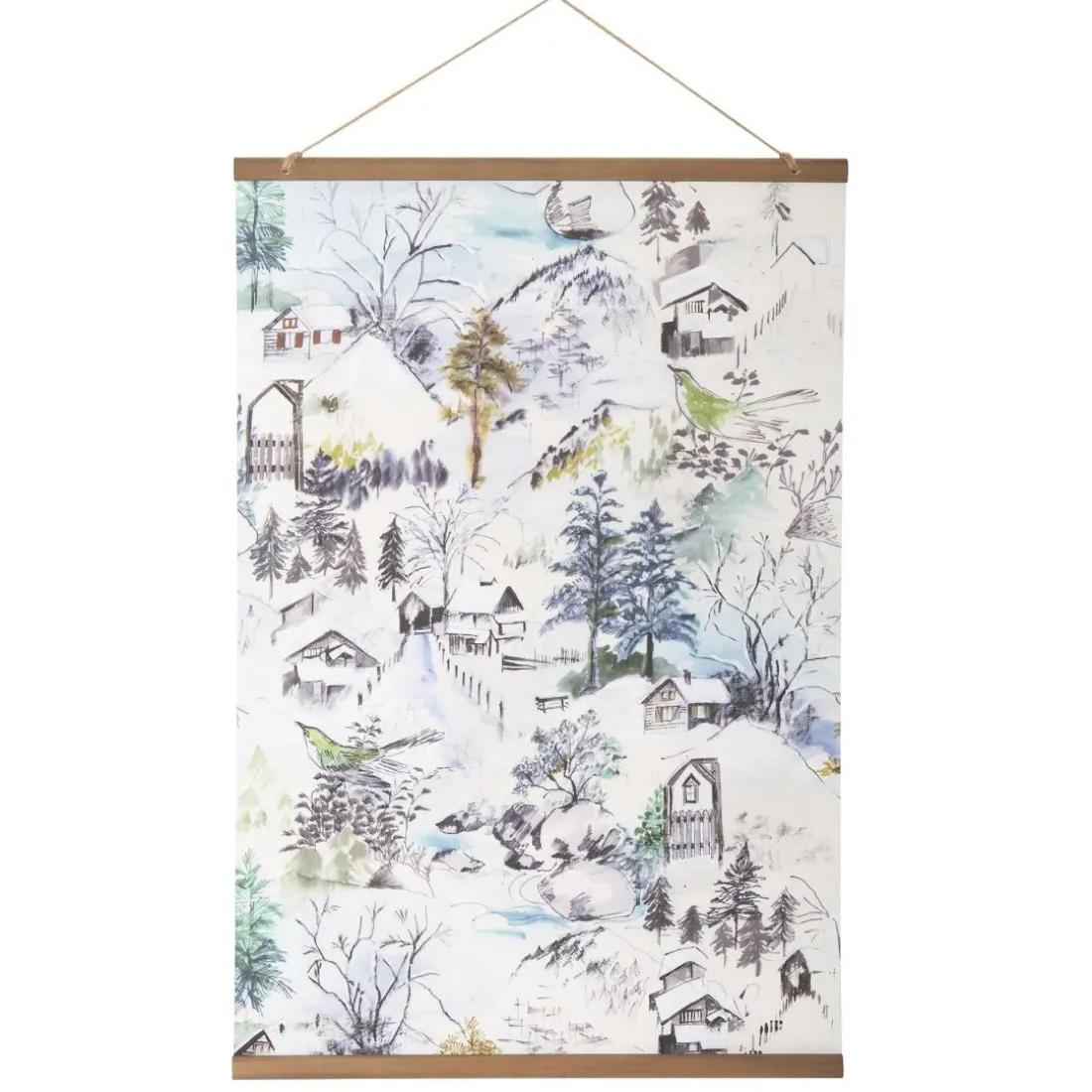Affiche paysage hutte chalets montagne