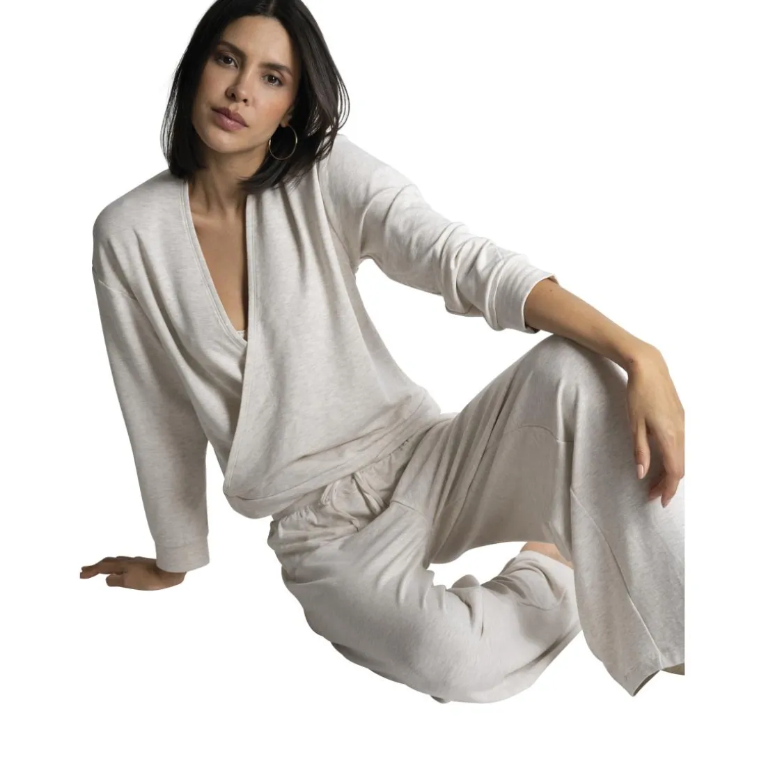 Alexa - Pantalon large blanc en coton modal