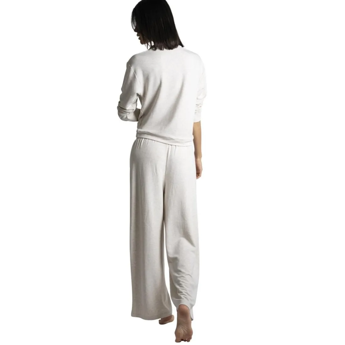 Alexa - Pantalon large blanc en coton modal