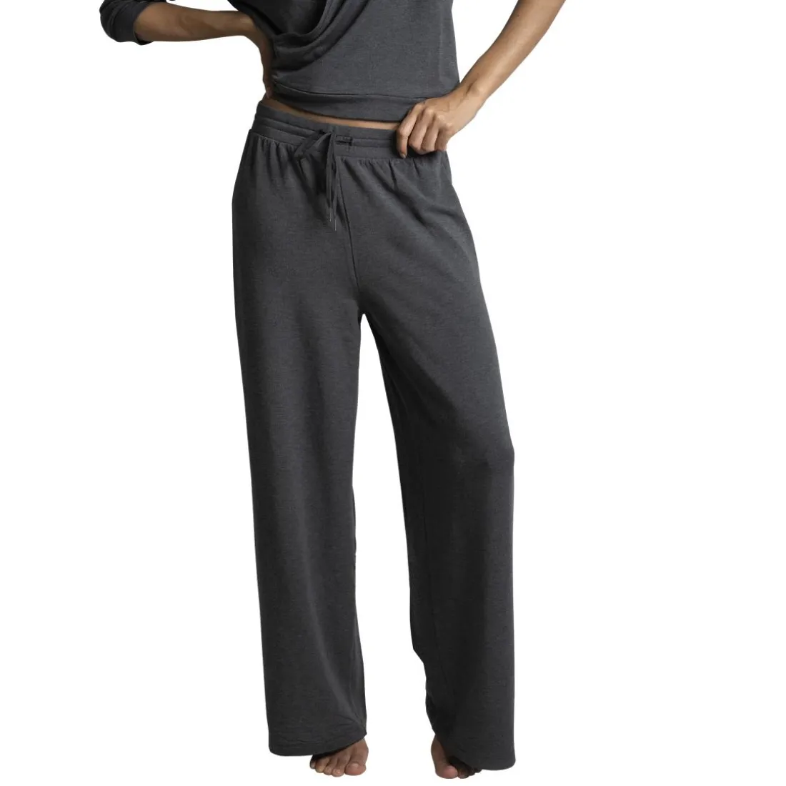 Alexa - Pantalon large gris en coton modal