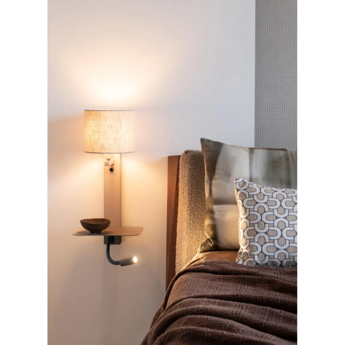 Applique Florence liseuse sable abat-jour lin clair