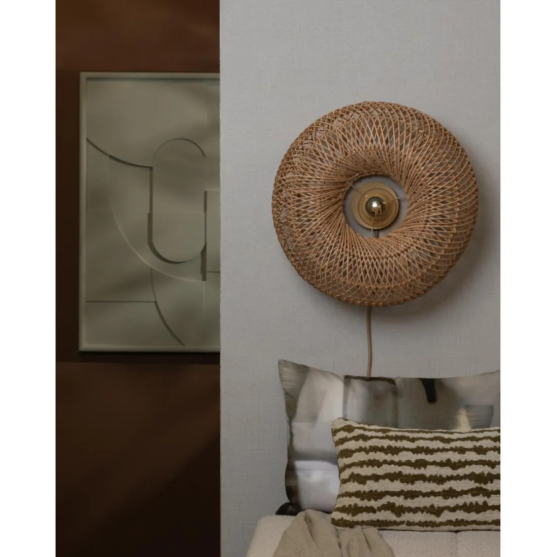 Applique murale Arizona Rotin abat-jour naturel