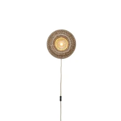 Applique murale Barbados bambou abat-jour demi-rond naturel marron