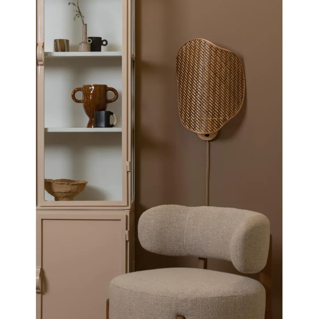 Applique murale Kinabalu bambou abat-jour naturel marron