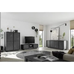 Argentier 4 portes CARRARA décor marbre noir