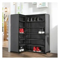Armoire à chaussure d'angle avzc structure en métal gris