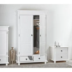 Armoire 2 Portes 2 Tiroirs Blanche PACO
