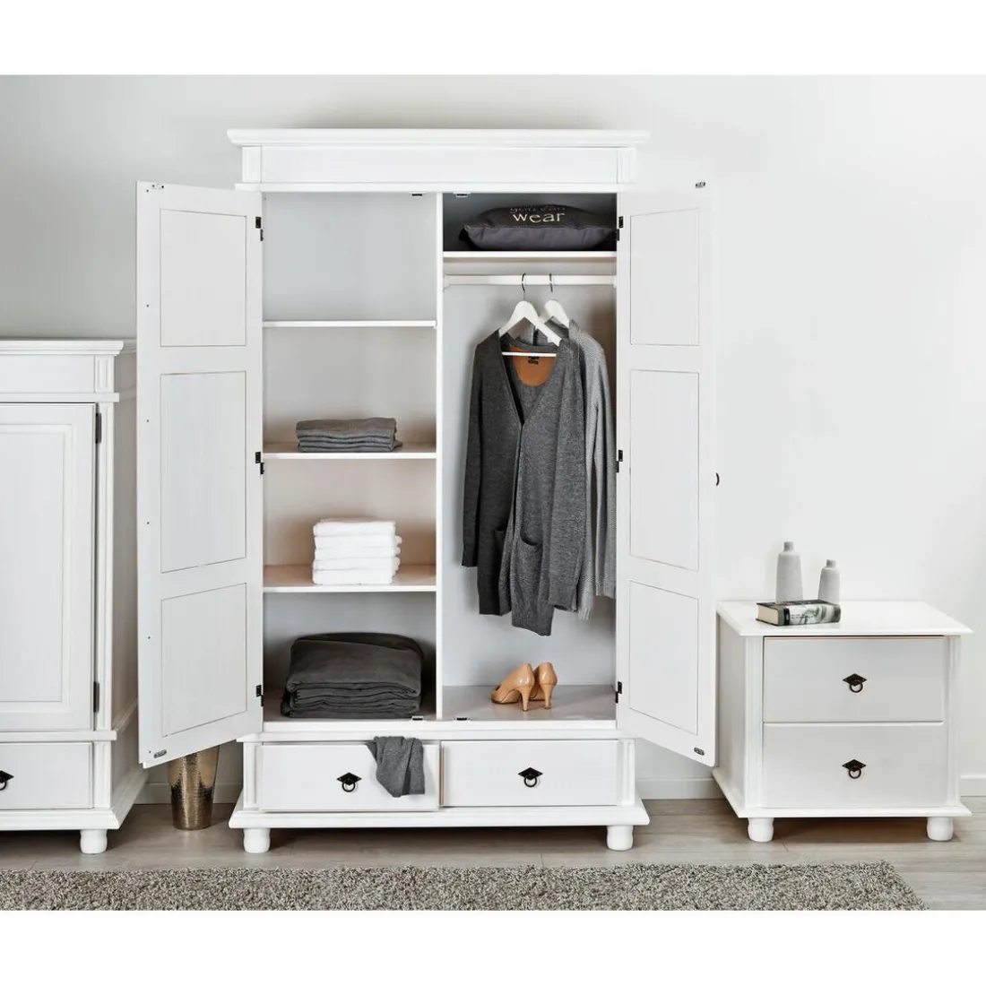 Armoire 2 Portes 2 Tiroirs Blanche PACO