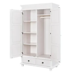 Armoire 2 Portes 2 Tiroirs Blanche PACO