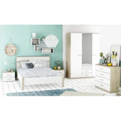 Armoire 3 portes ouvrantes miroirs avec 2 tiroirs Selena