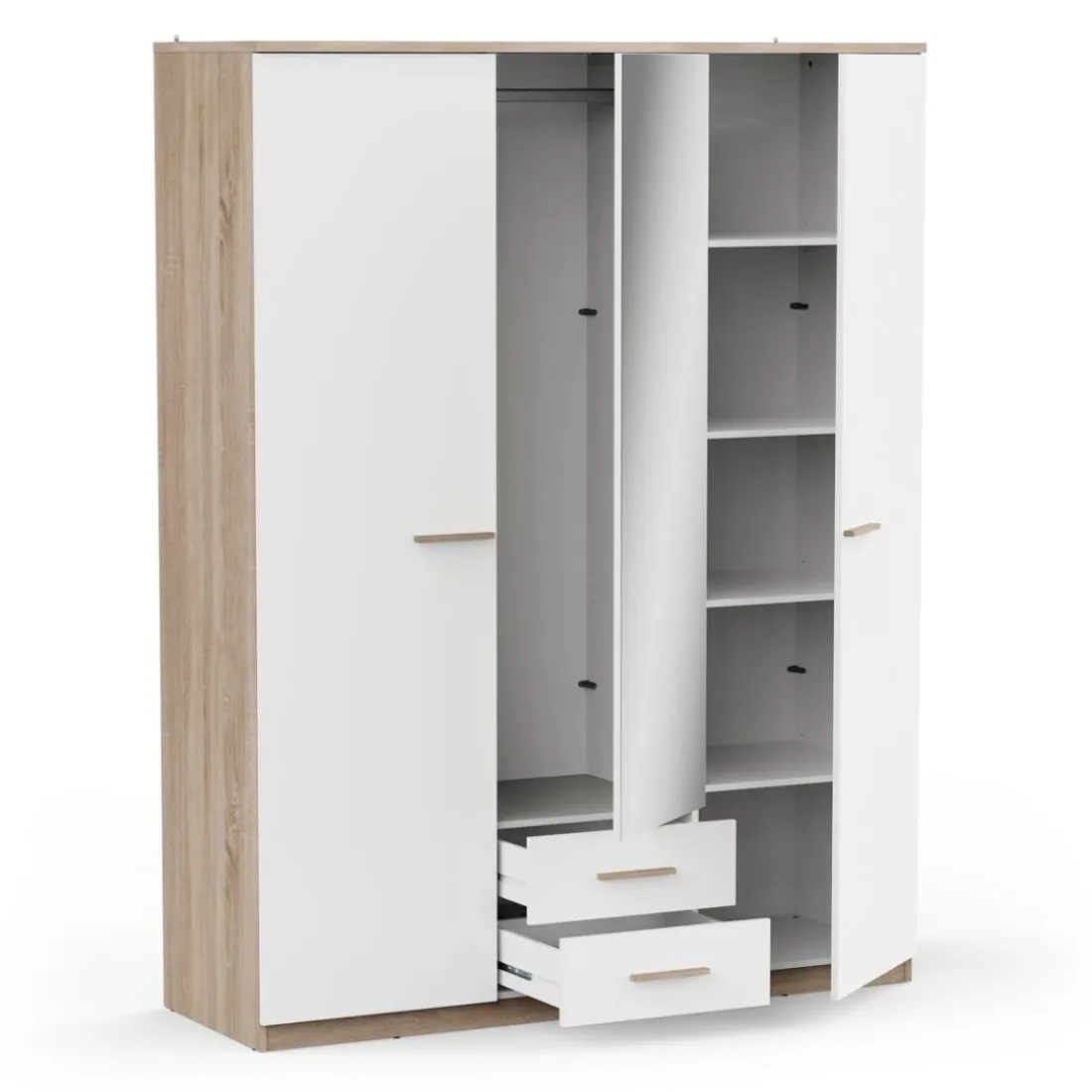 Armoire 3 portes ouvrantes miroirs avec 2 tiroirs Selena