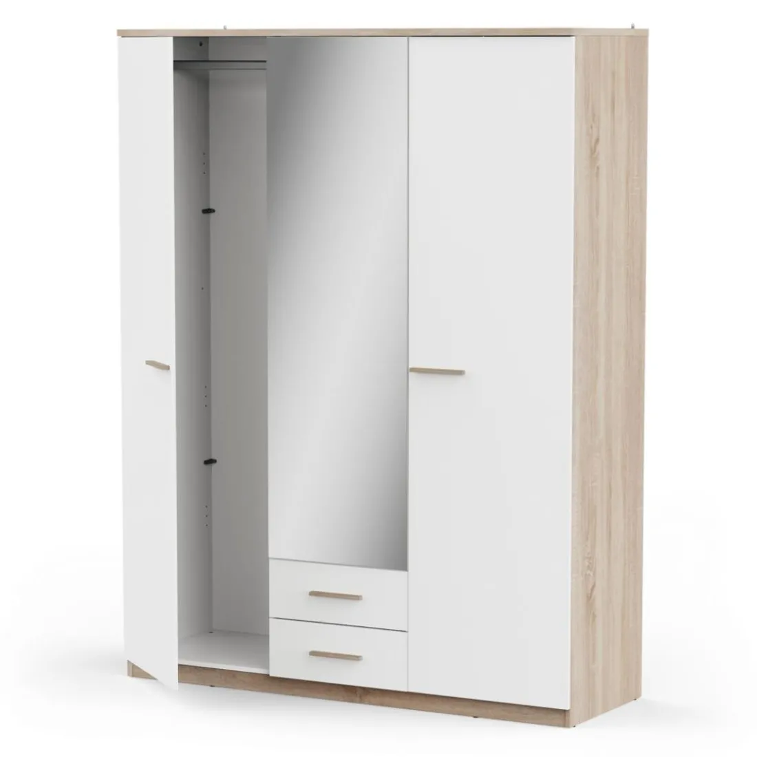 Armoire 3 portes ouvrantes miroirs avec 2 tiroirs Selena