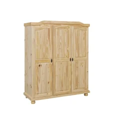 Armoire 4 étagères et Penderie style Campagne en Pin Massif HICTO