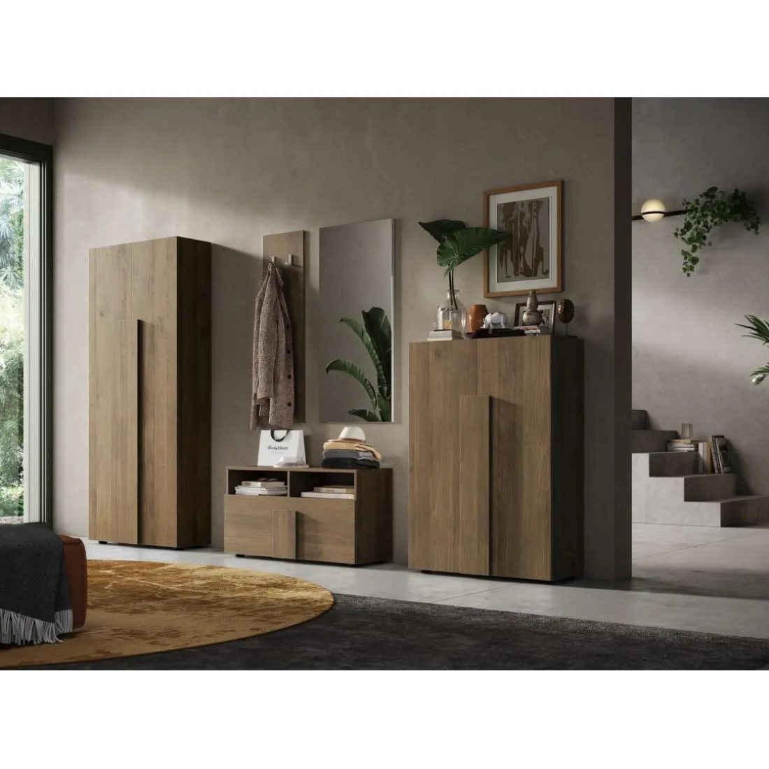 Armoire de couloir Jessie 2 Portes coloris chêne mercure L78 x H 187 cm