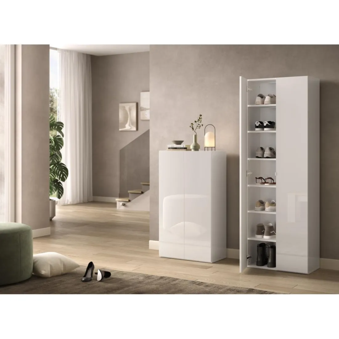 Armoire derangement 2 portes 4 étagères