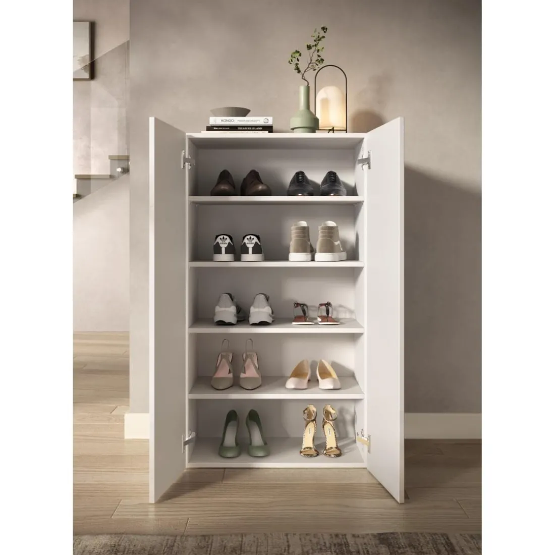 Armoire derangement 2 portes 4 étagères