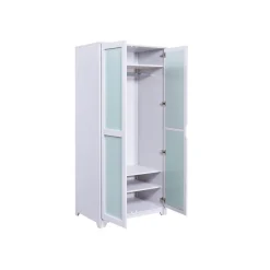 Armoire Fonctionnelle en Bois Massif Gris et Vert Sauge
