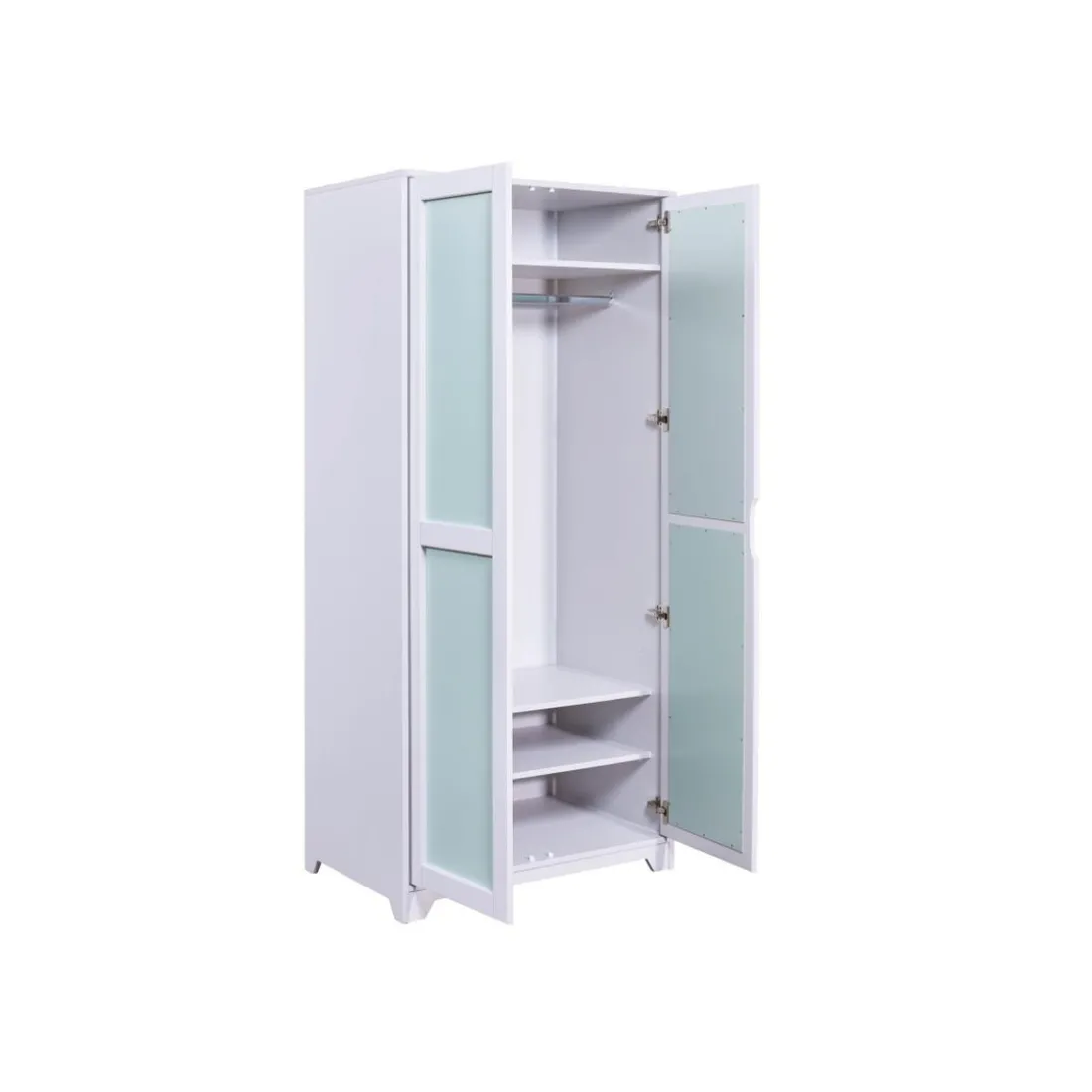 Armoire Fonctionnelle en Bois Massif Gris et Vert Sauge
