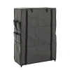 Armoire rangement chaussures en tissu avec compartiments en toison synthétique gris et structure en tube d'acier