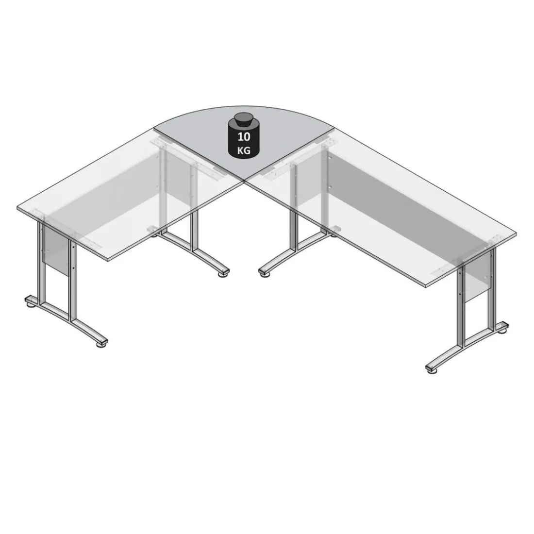 Assemblage d'angle pour bureau blanc CALVIA 3