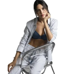 Audrey - bas de pyjama long bleu en coton