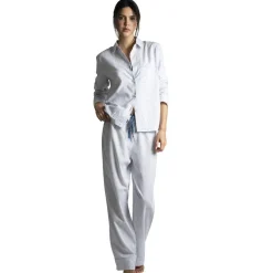 Audrey - Haut de pyjama manches longues bleu en coton