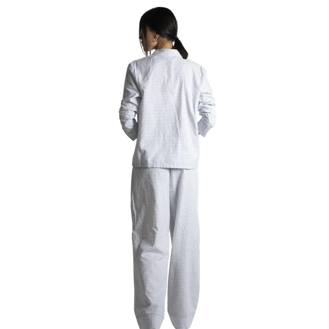 Audrey - Haut de pyjama manches longues bleu en coton