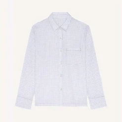 Audrey - Haut de pyjama manches longues bleu en coton