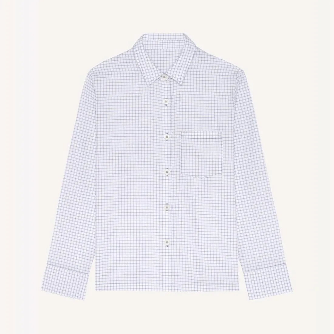 Audrey - Haut de pyjama manches longues bleu en coton