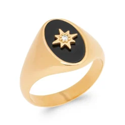 Bague homme Maison de la Bijouterie YU0600W Plaqué or Agate