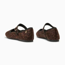 Ballerines en velours léopard marron à bride