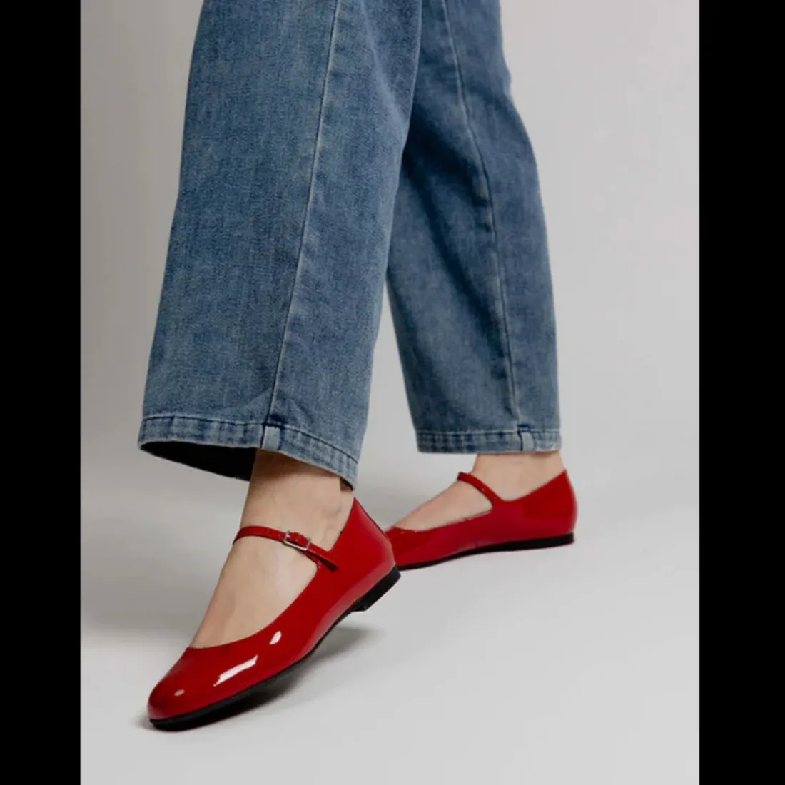 Ballerines femme en Cuir LAELIA Rouge Vernis