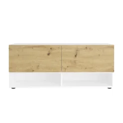 Banc à chaussures 2 portes BELM 9 blanc et naturel