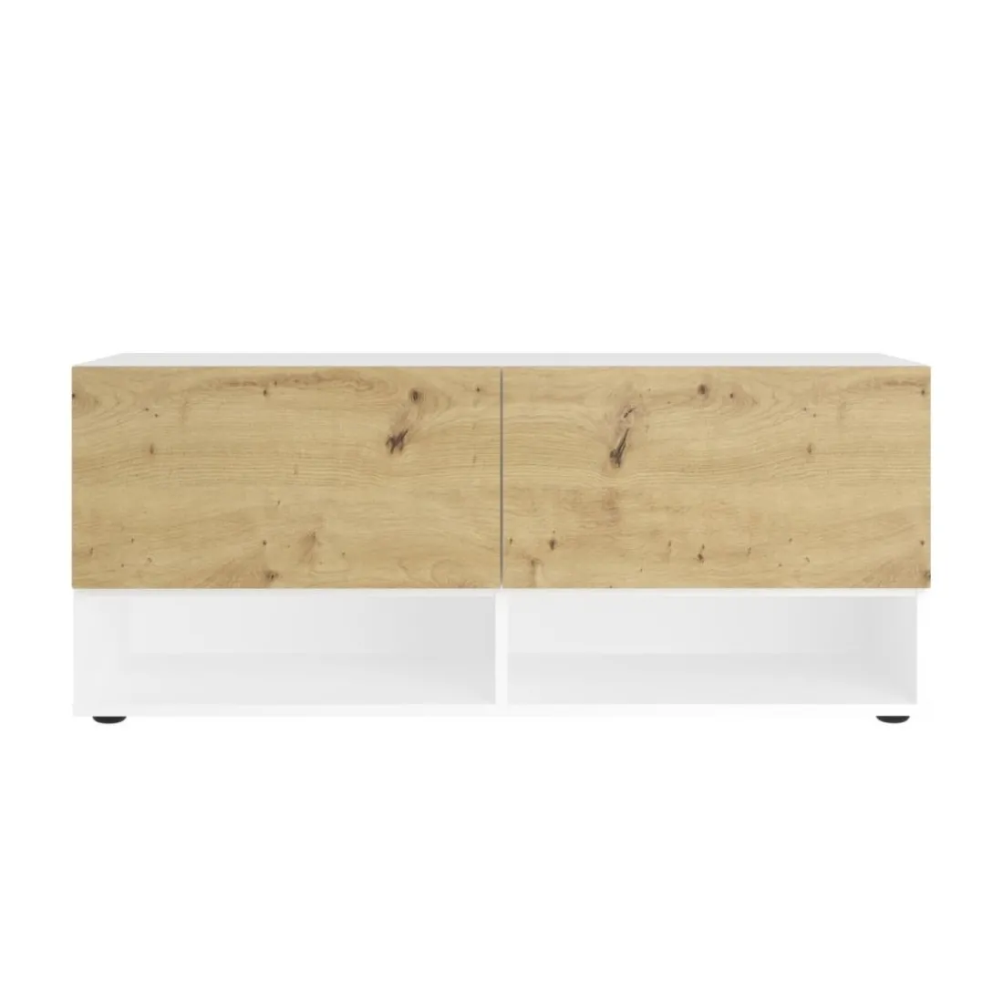Banc à chaussures 2 portes BELM 9 blanc et naturel