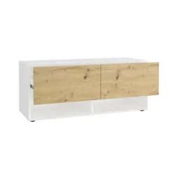 Banc à chaussures 2 portes BELM 9 blanc et naturel