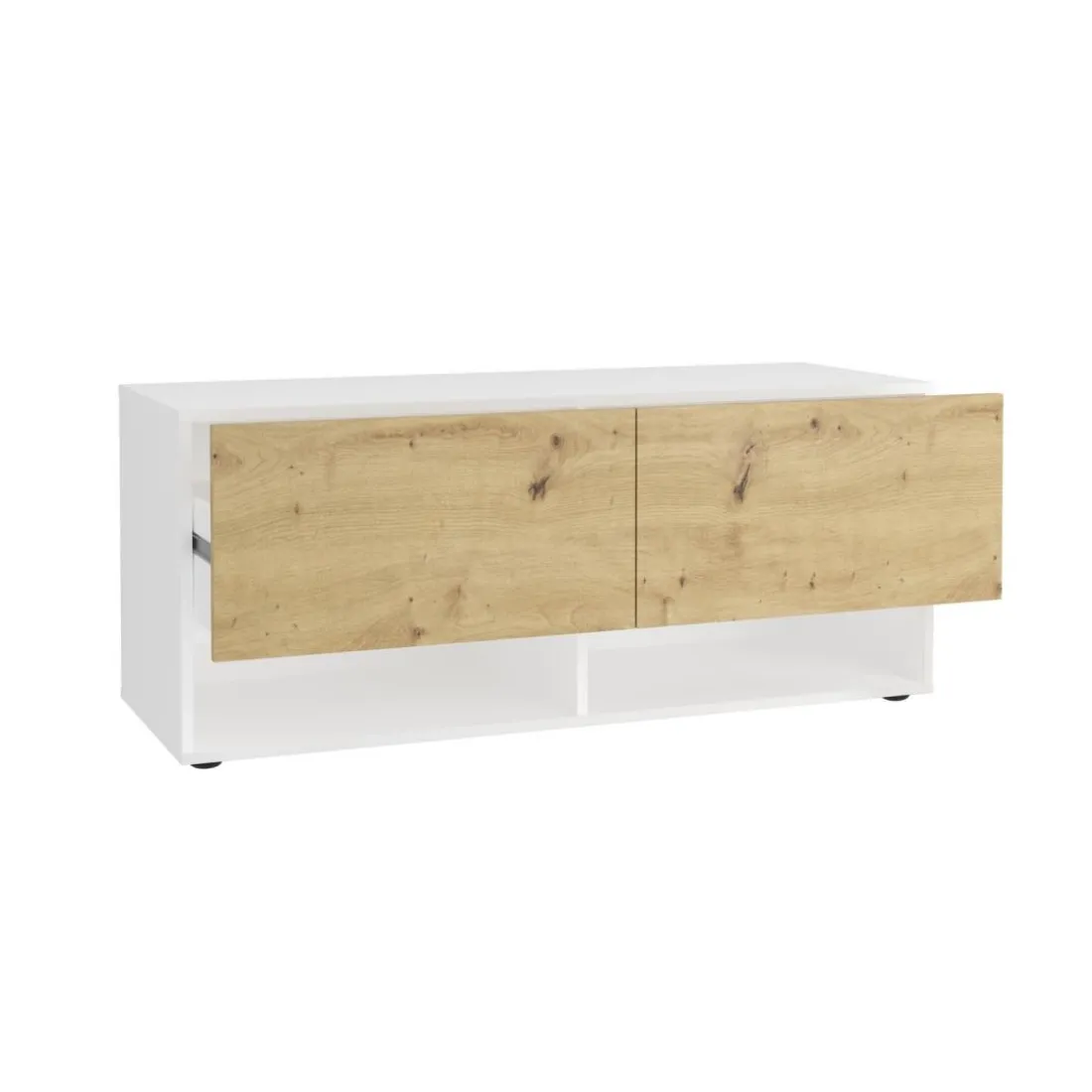 Banc à chaussures 2 portes BELM 9 blanc et naturel