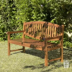 Banc de jardin HANNA ovale en bois teck huilé