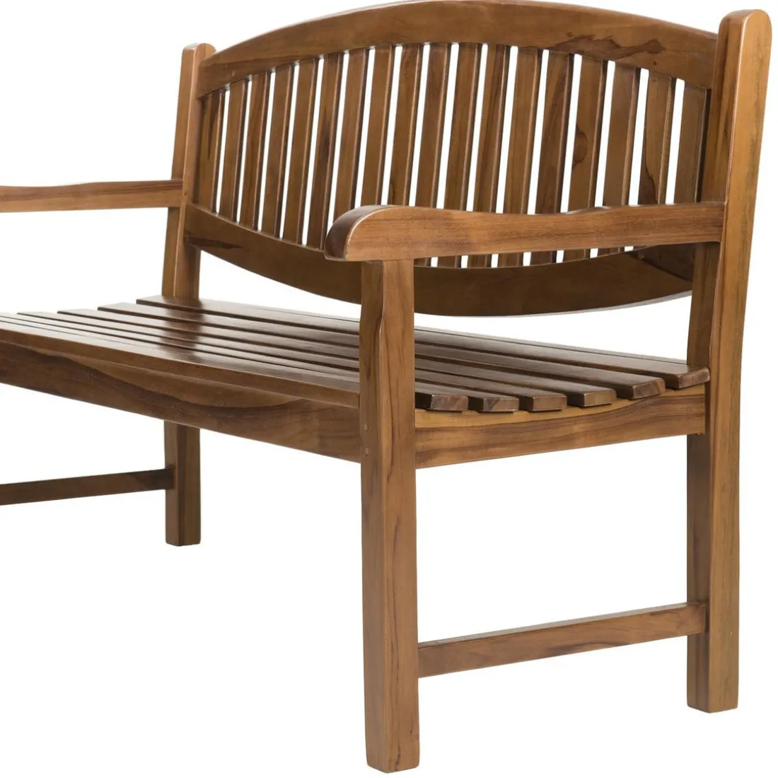 Banc de jardin HANNA ovale en bois teck huilé