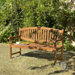 Banc de jardin HANNA ovale en bois teck huilé