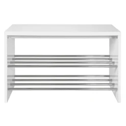 Banc de rangement chaussure plateau décor brillant blanc