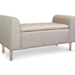 Banquette Coffre Design Tissu Beige DYLAN