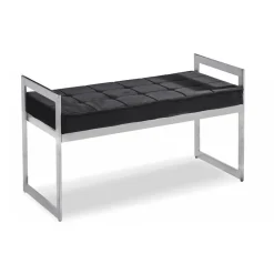 Banquette Velours Noir pieds Argent CODY