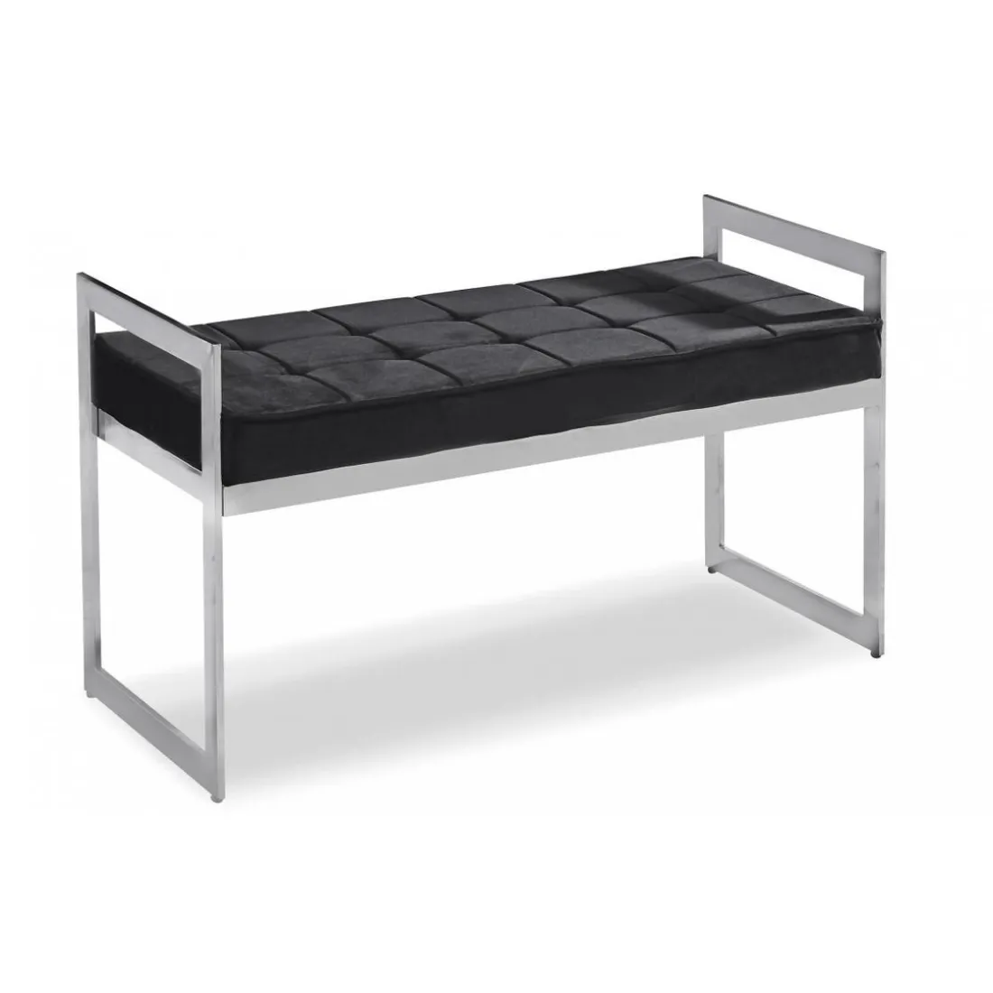 Banquette Velours Noir pieds Argent CODY