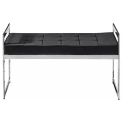 Banquette Velours Noir pieds Argent CODY
