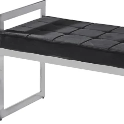 Banquette Velours Noir pieds Argent CODY