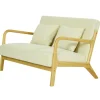 Banquette-banc OHAMA au style scandinaveen hévéa et velours beige Certifiée FSC