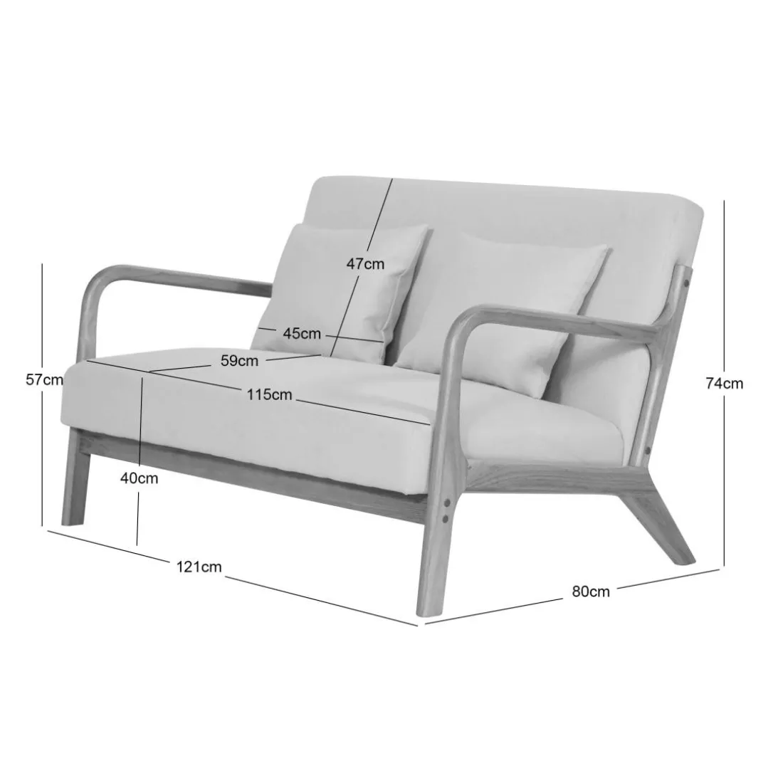 Banquette-banc OHAMA au style scandinaveen hévéa et velours beige Certifiée FSC